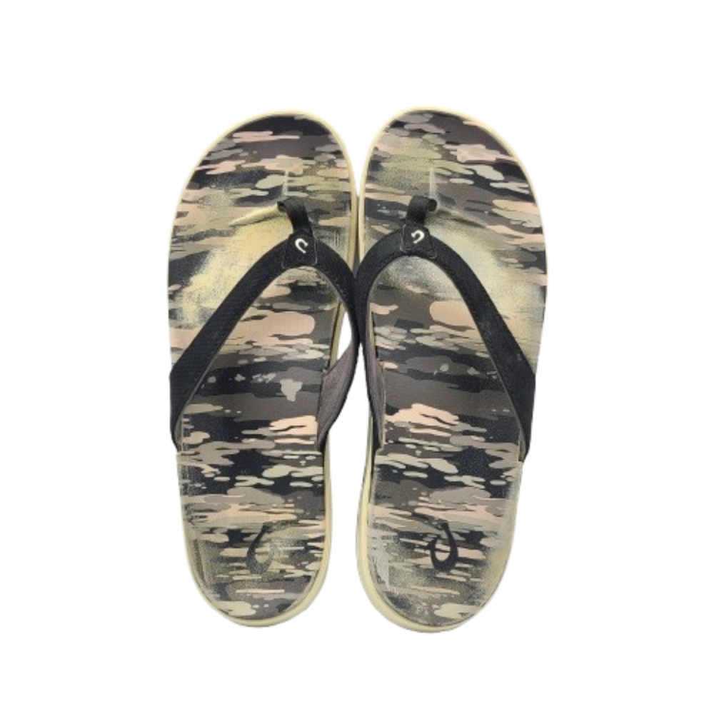 OluKai Nua Pio Camo Flip Flop Sandals Size 10 Black White Gray - Picture 10 of 10